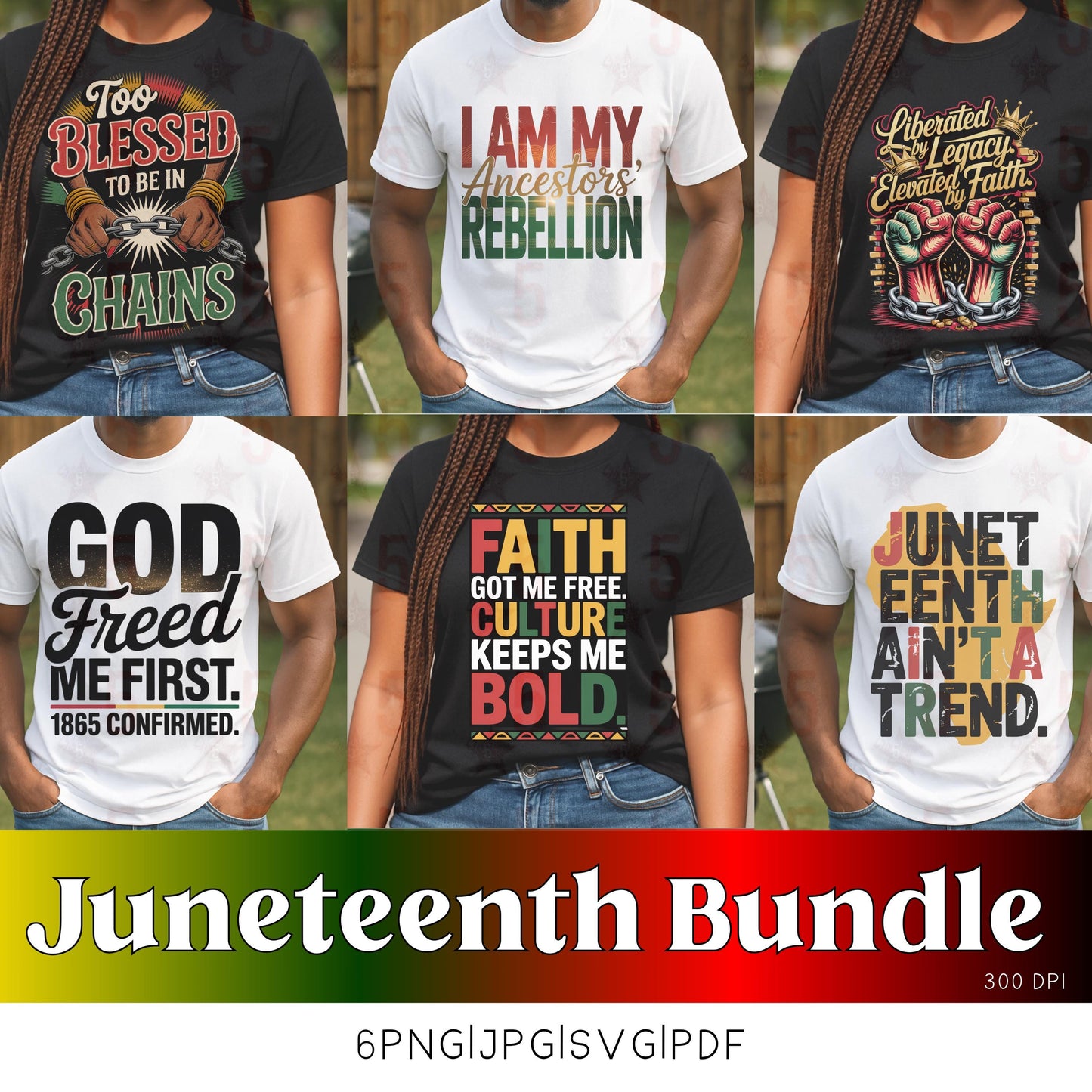 Juneteenth Digital Design Bundle SVG, PNG, JPG, PDF - Instant Download