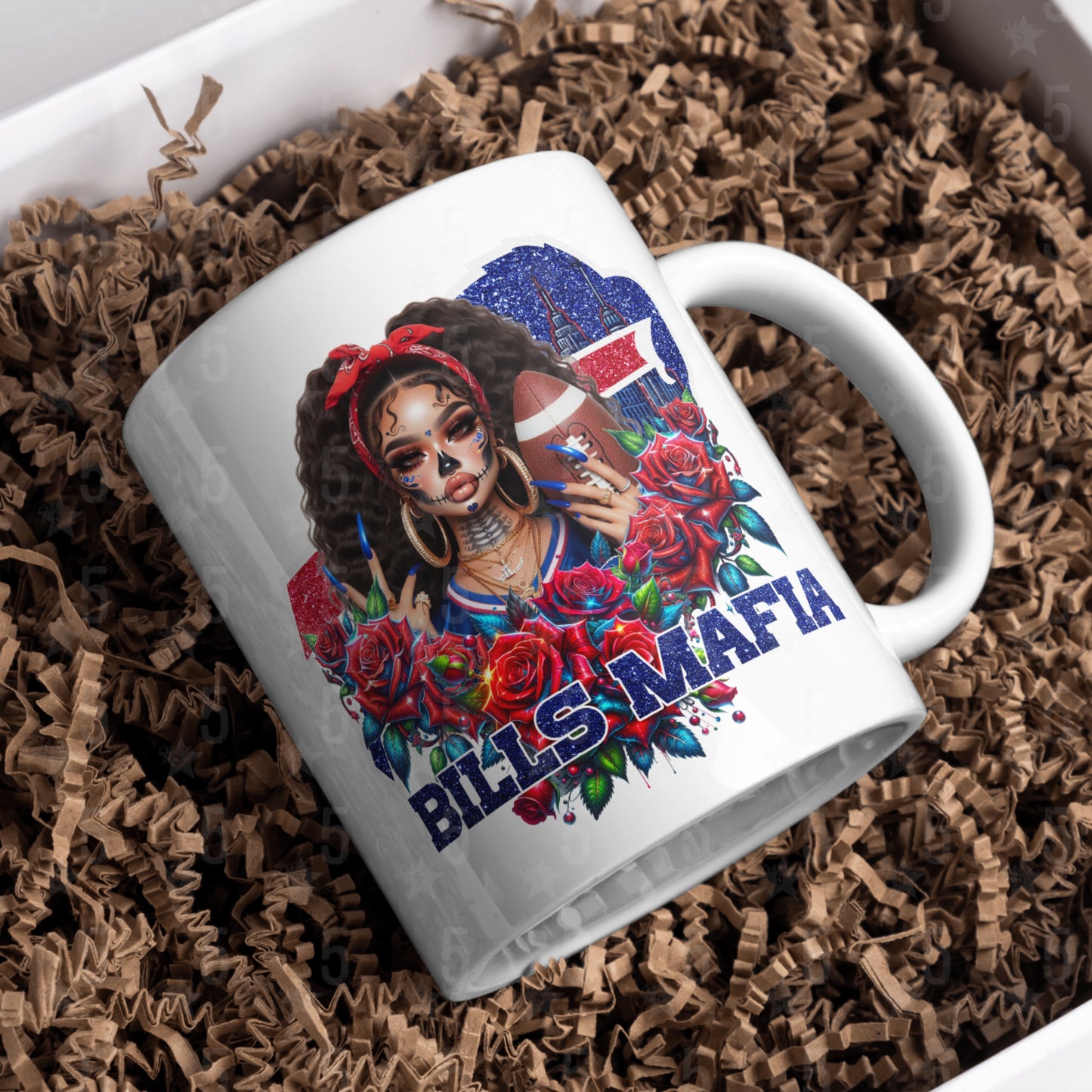 Buffalo Bills Día de los Muertos Design SVG, PNG, JPG, PDF - Instant Download