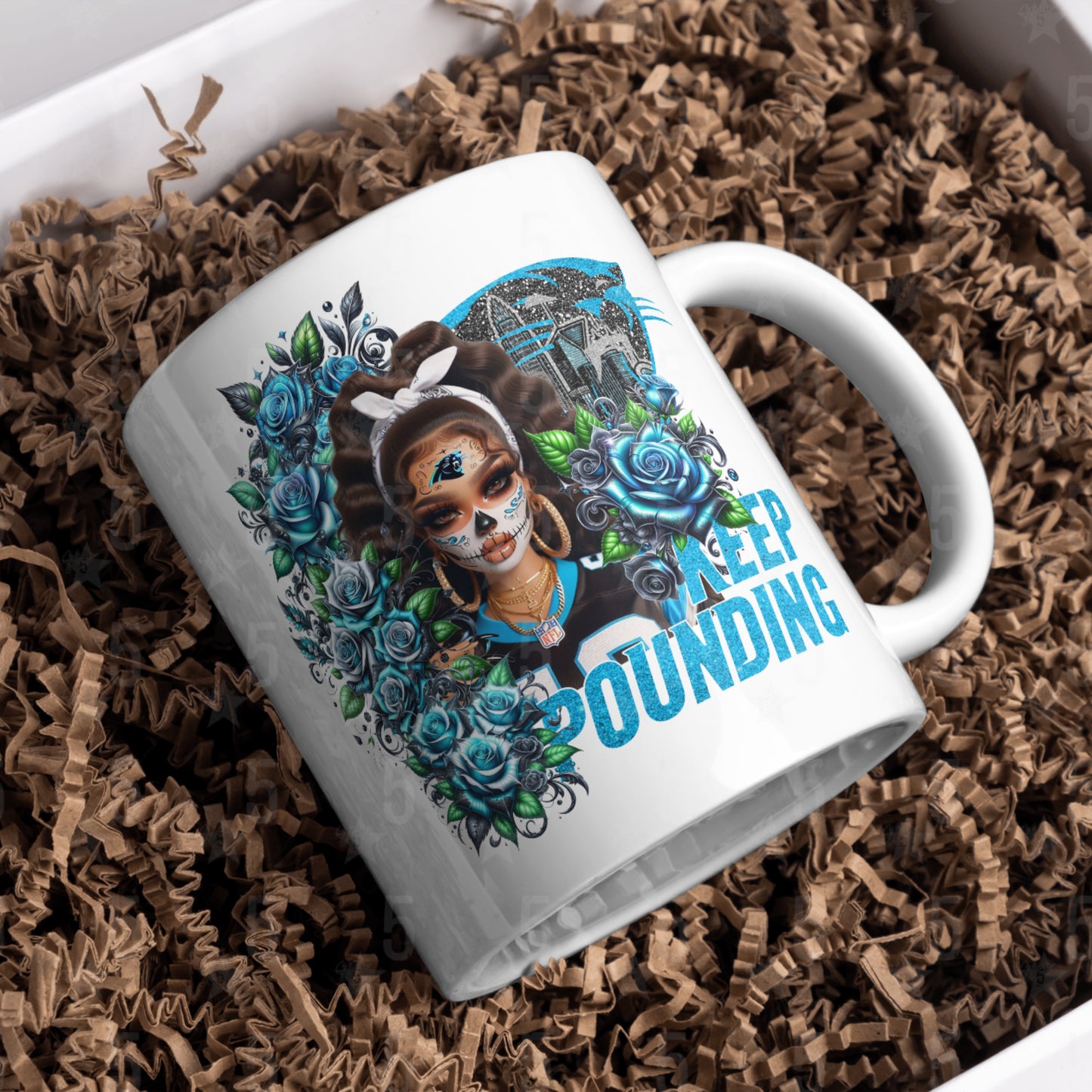 Carolina Panthers Día de los Muertos Design SVG, PNG, JPG, PDF - Instant Download