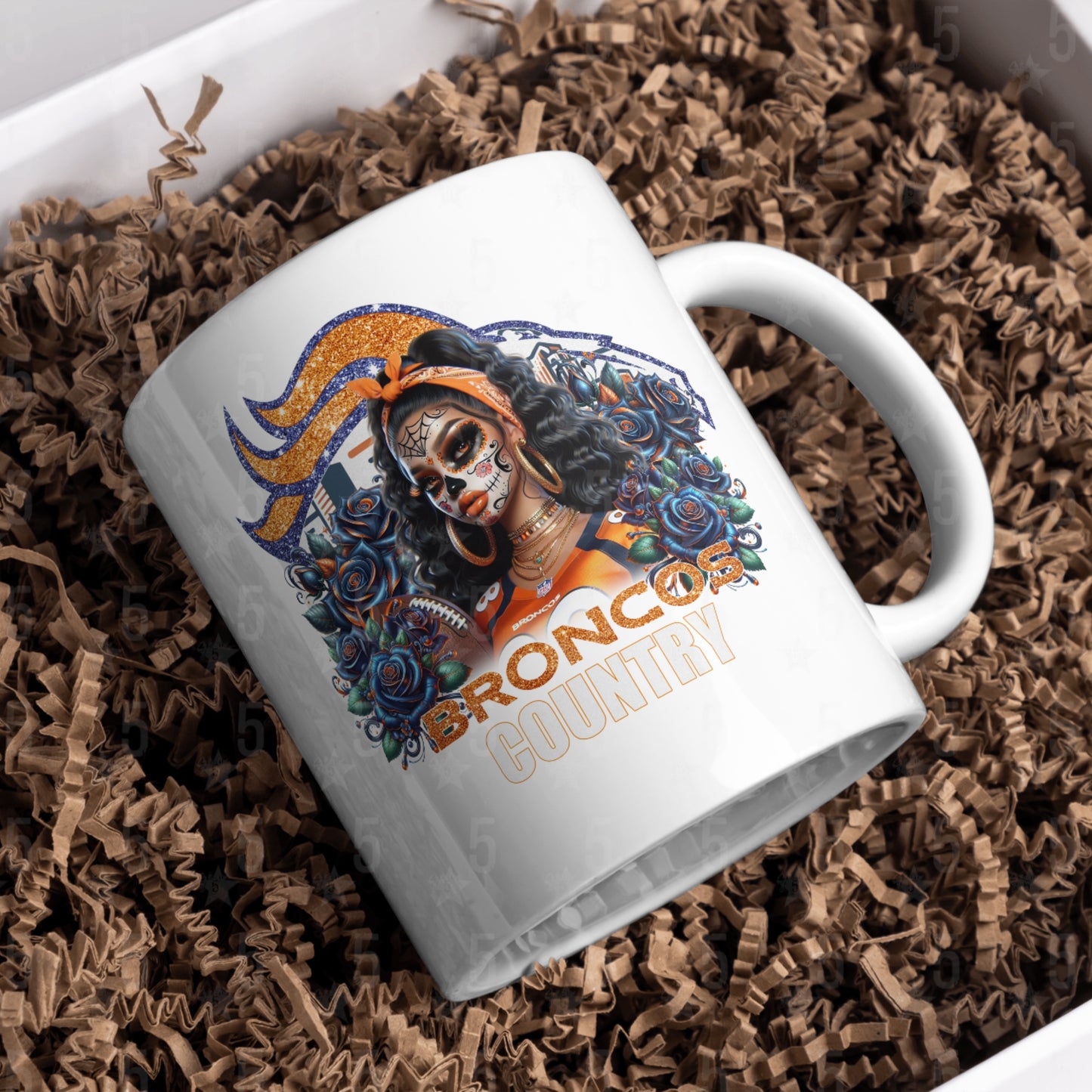 Denver Broncos Día de los Muertos Design SVG, PNG, JPG, PDF - Instant Download