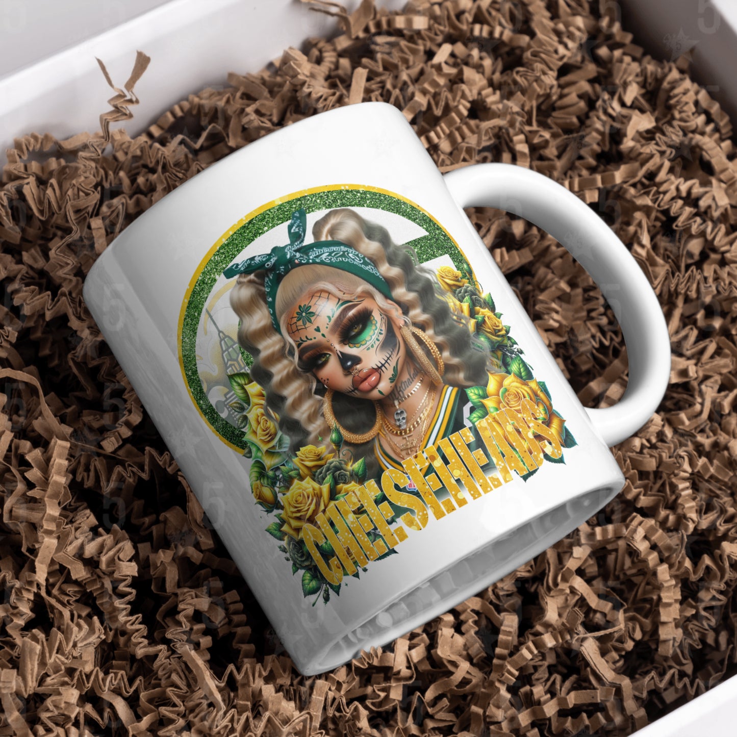 Green Bay Packers Día de los Muertos Design SVG, PNG, JPG, PDF - Instant Download