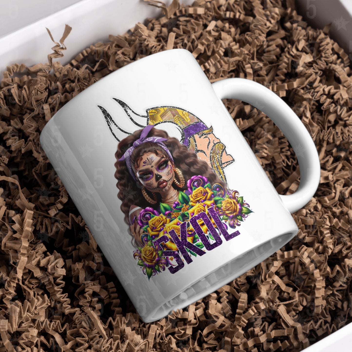 Minnesota Vikings Día de los Muertos Design SVG, PNG, JPG, PDF - Instant Download