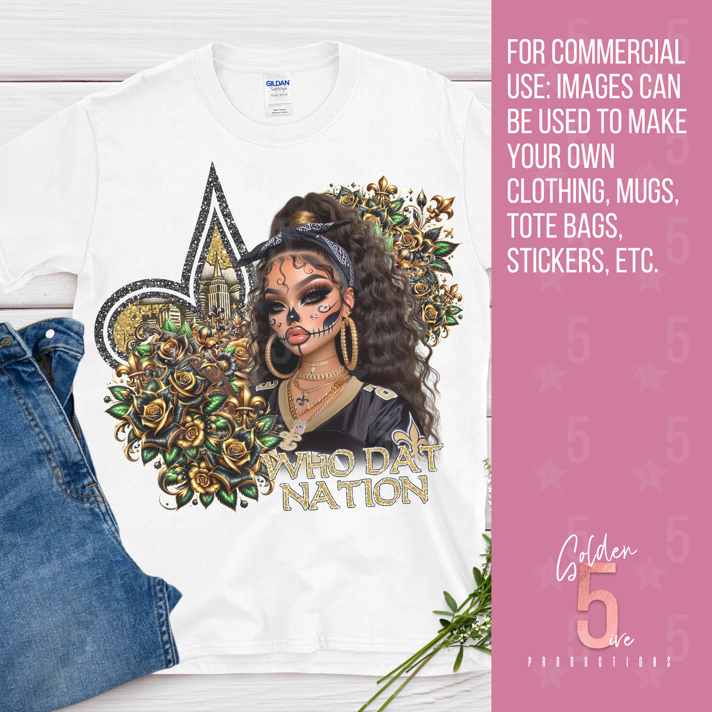 New Orleans Saints Día de los Muertos Design SVG, PNG, JPG, PDF - Instant Download