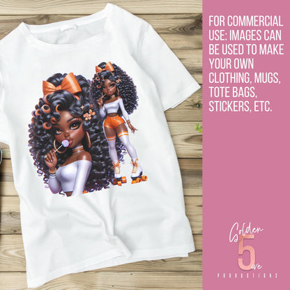 Sassy Sugar High Roller Skate Black Girl Magic Digital Design SVG, PNG, JPG, PDF - Instant Download