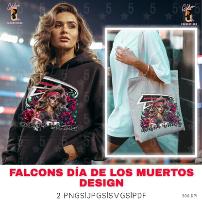 Atlanta Falcons Día de los Muertos Design SVG, PNG, JPG, PDF - Instant Download