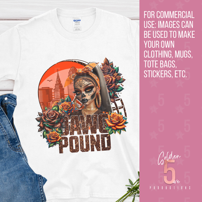 Cleveland Browns Día de los Muertos Digital Design SVG, PNG, JPG, PDF - Instant Download