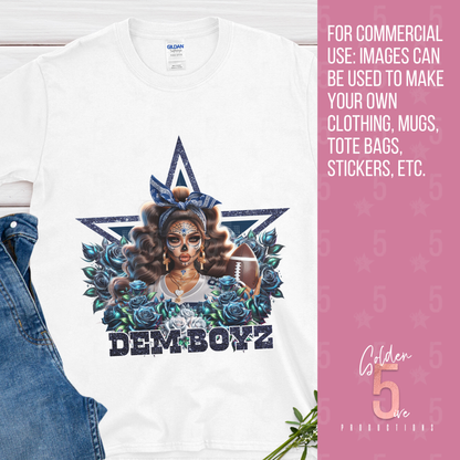 Dallas Cowboys Día de los Muertos Design SVG, PNG, JPG, PDF - Instant Download