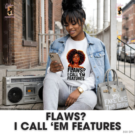 Woman sitting on a bench with a phone, wearing a shirt with a graphic and text, with a boombox and handbag in the background.