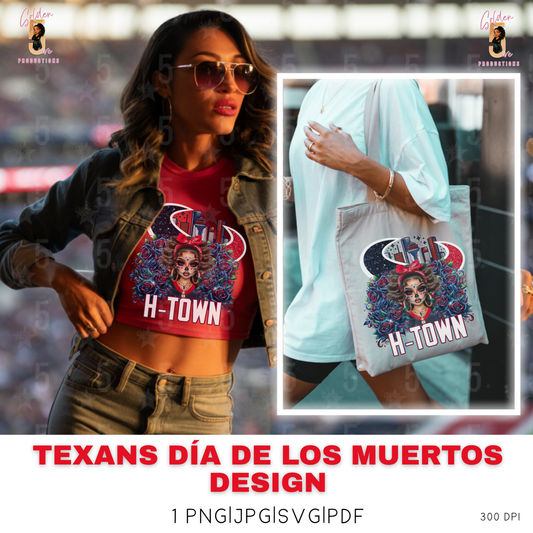 Houston Texans Día de los Muertos Design SVG, PNG, JPG, PDF - Instant Download
