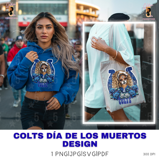 Indianapolis Colts Día de los Muertos Design SVG, PNG, JPG, PDF - Instant Download