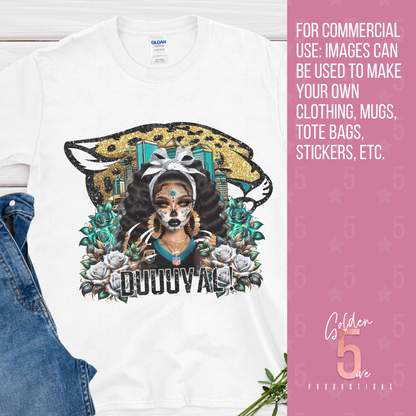 Jacksonville Jaguars Día de los Muertos Design SVG, PNG, JPG, PDF - Instant Download