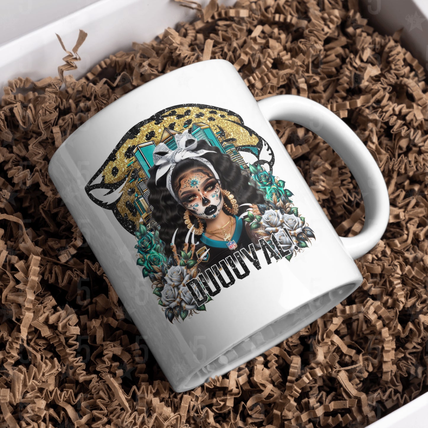 Jacksonville Jaguars Día de los Muertos Design SVG, PNG, JPG, PDF - Instant Download