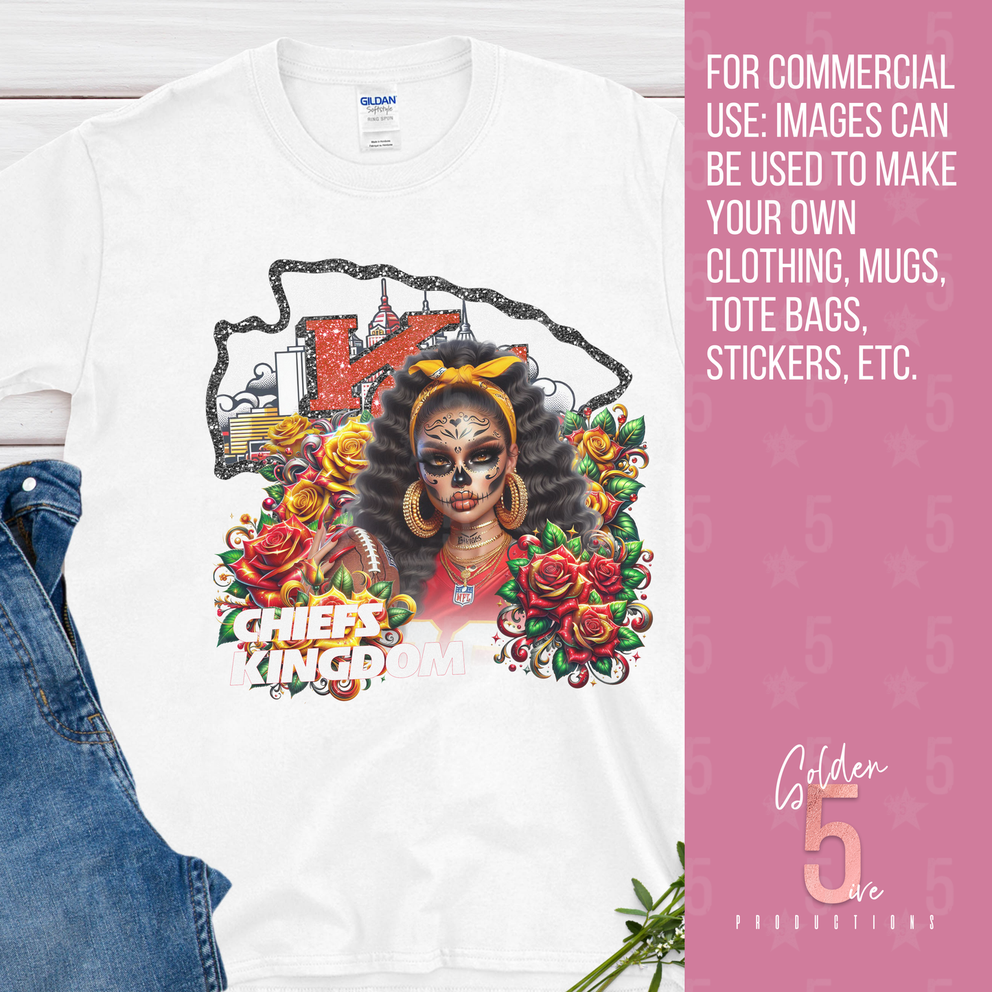 Kansas City Chiefs Día de los Muertos Design SVG, PNG, JPG, PDF - Instant Download