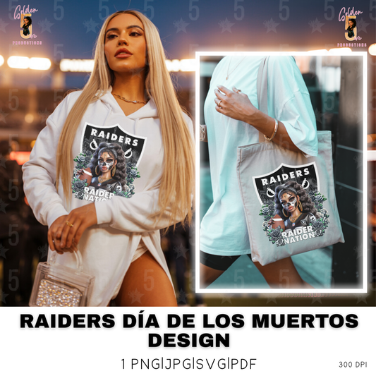 Las Vegas Raiders Día de los Muertos Design SVG, PNG, JPG, PDF - Instant Download