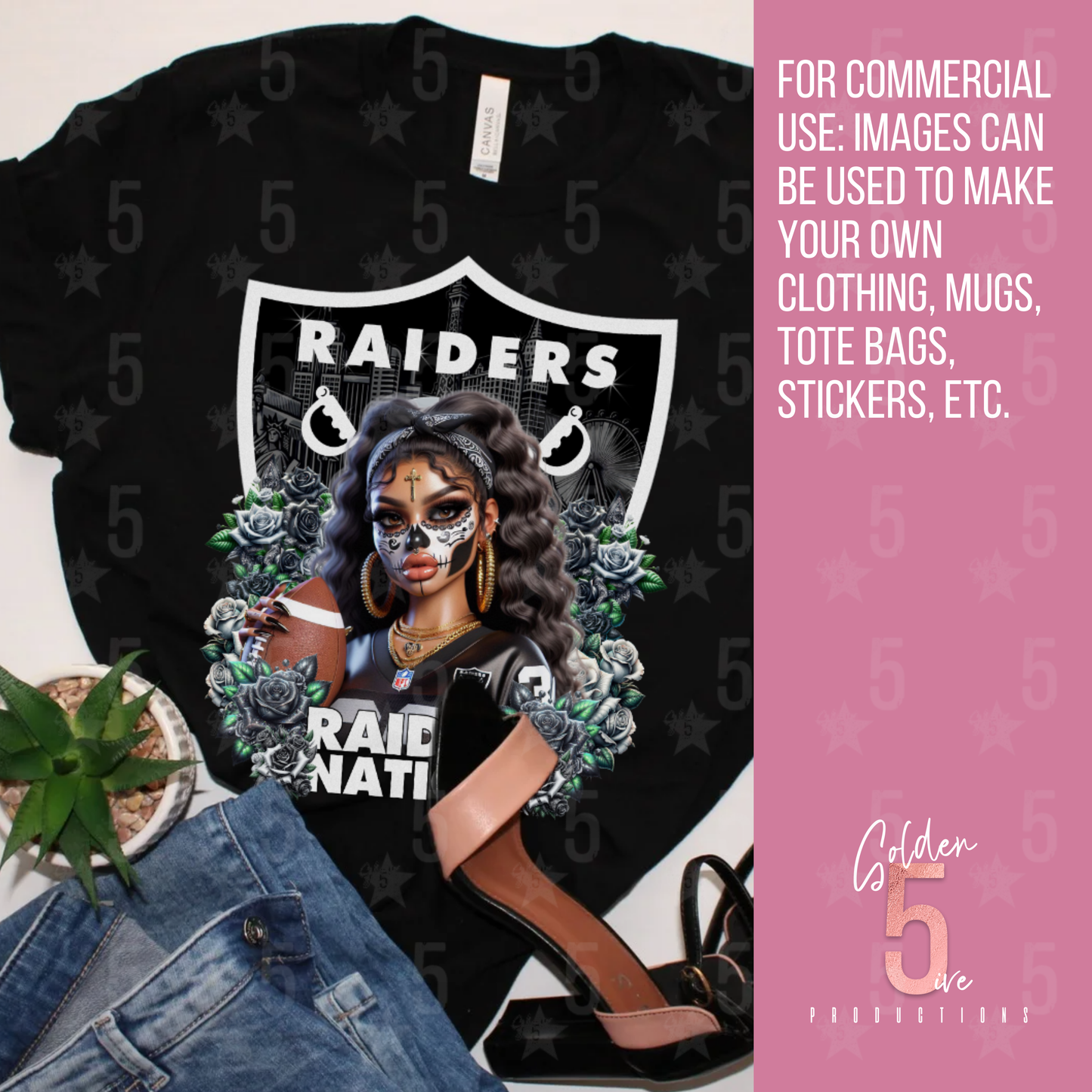 Las Vegas Raiders Día de los Muertos Design SVG, PNG, JPG, PDF - Instant Download