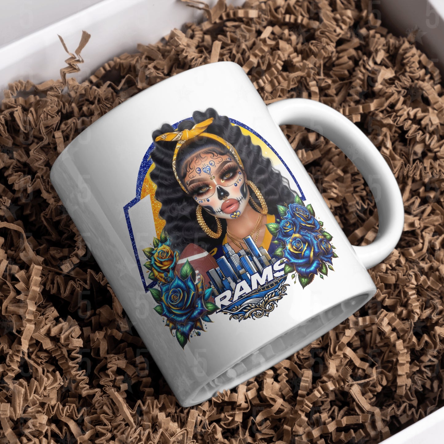 Los Angeles Rams Día de los Muertos Design SVG, PNG, JPG, PDF - Instant Download