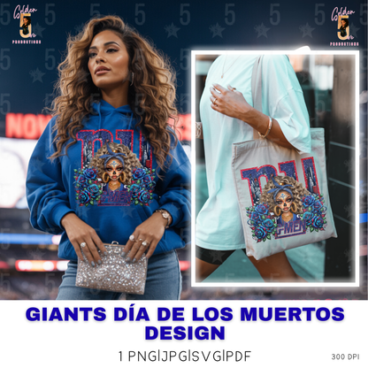 NY Giants Día de los Muertos Design SVG, PNG, JPG, PDF - Instant Download