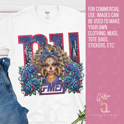 NY Giants Día de los Muertos Design SVG, PNG, JPG, PDF - Instant Download