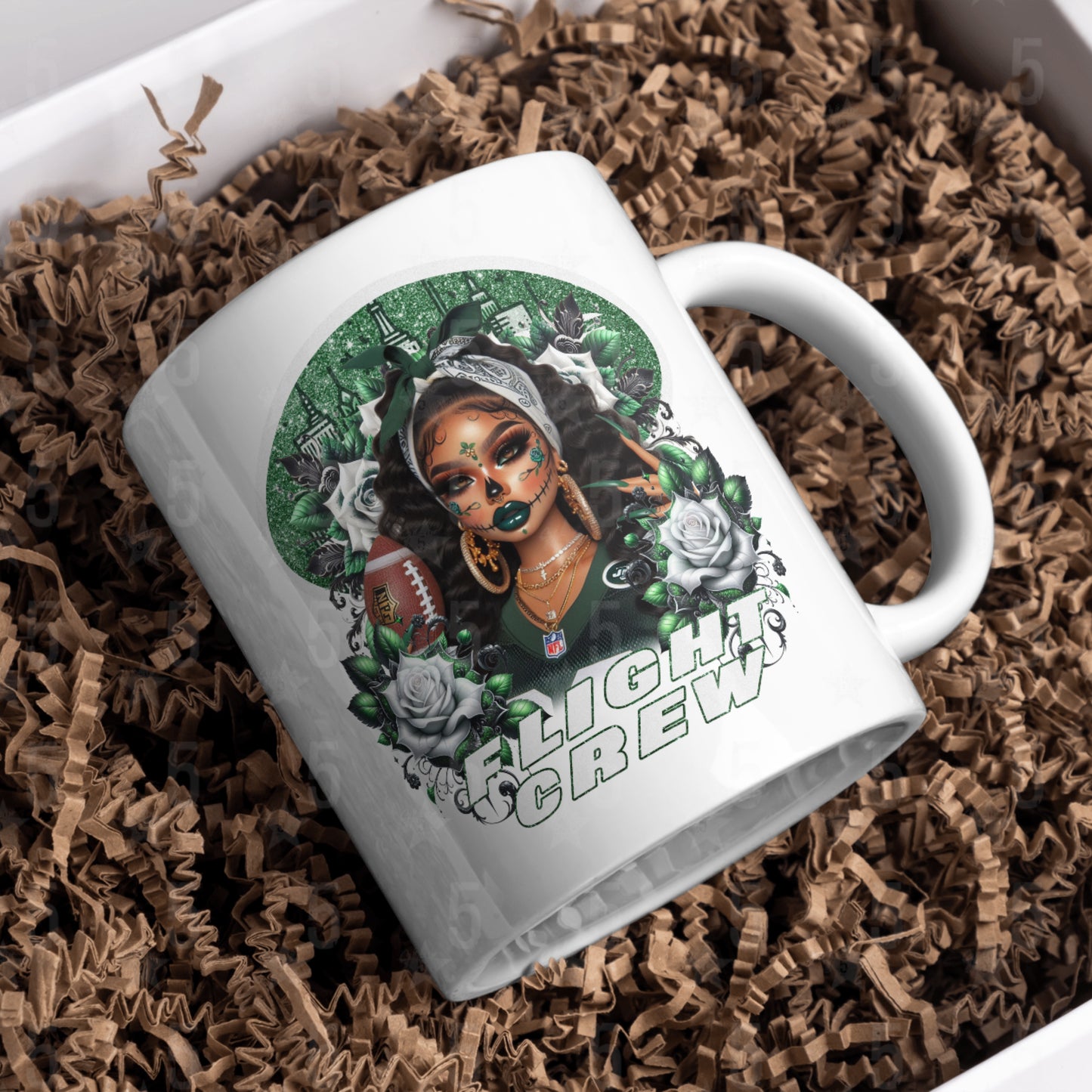 NY Jets Día de los Muertos Design SVG, PNG, JPG, PDF - Instant Download