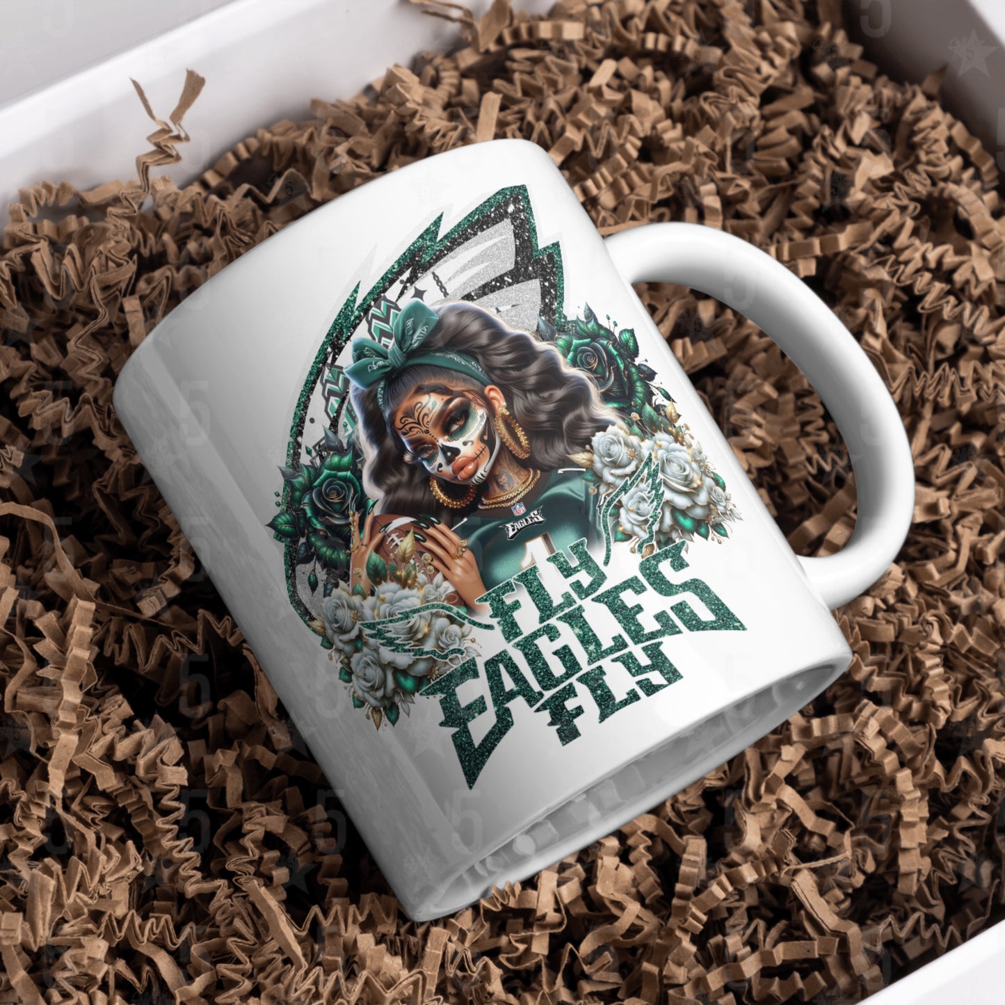 Philadelphia Eagles Día de los Muertos Design SVG, PNG, JPG, PDF - Instant Download