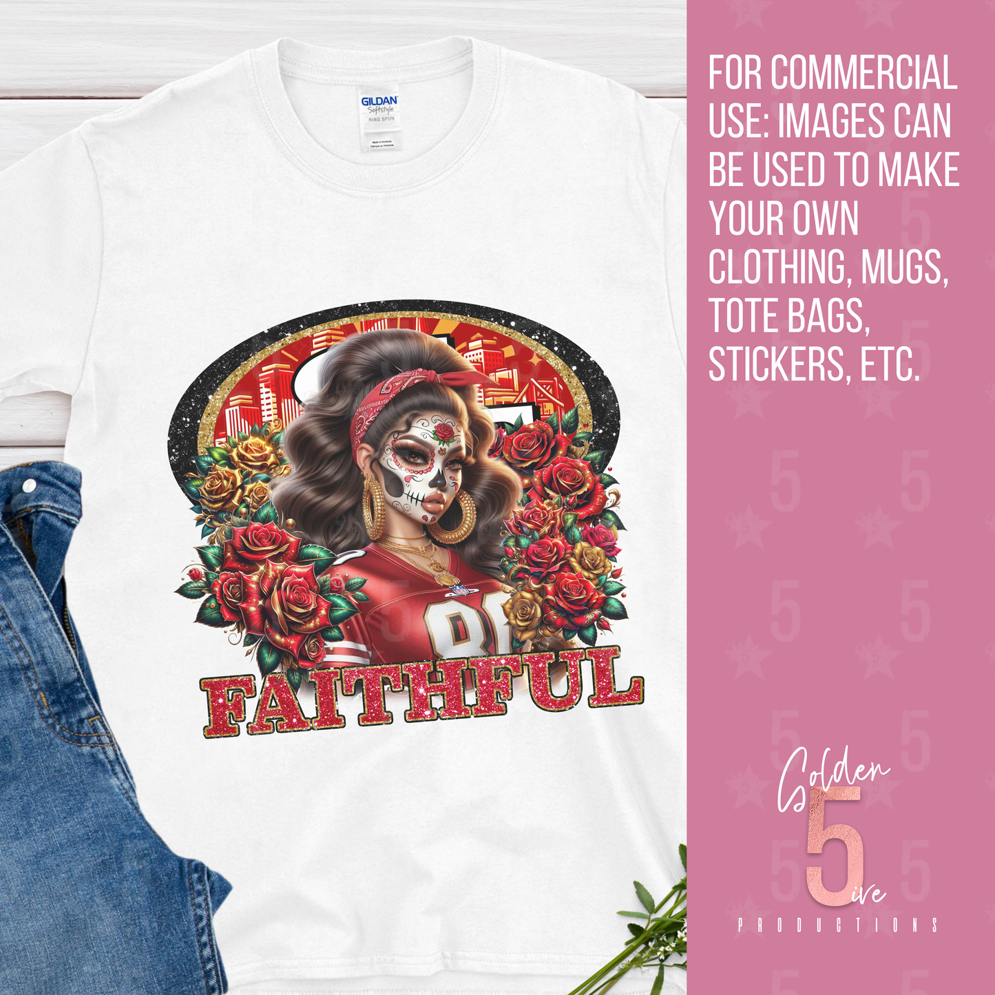 San Francisco 49ers Día de los Muertos Design SVG, PNG, JPG, PDF - Instant Download