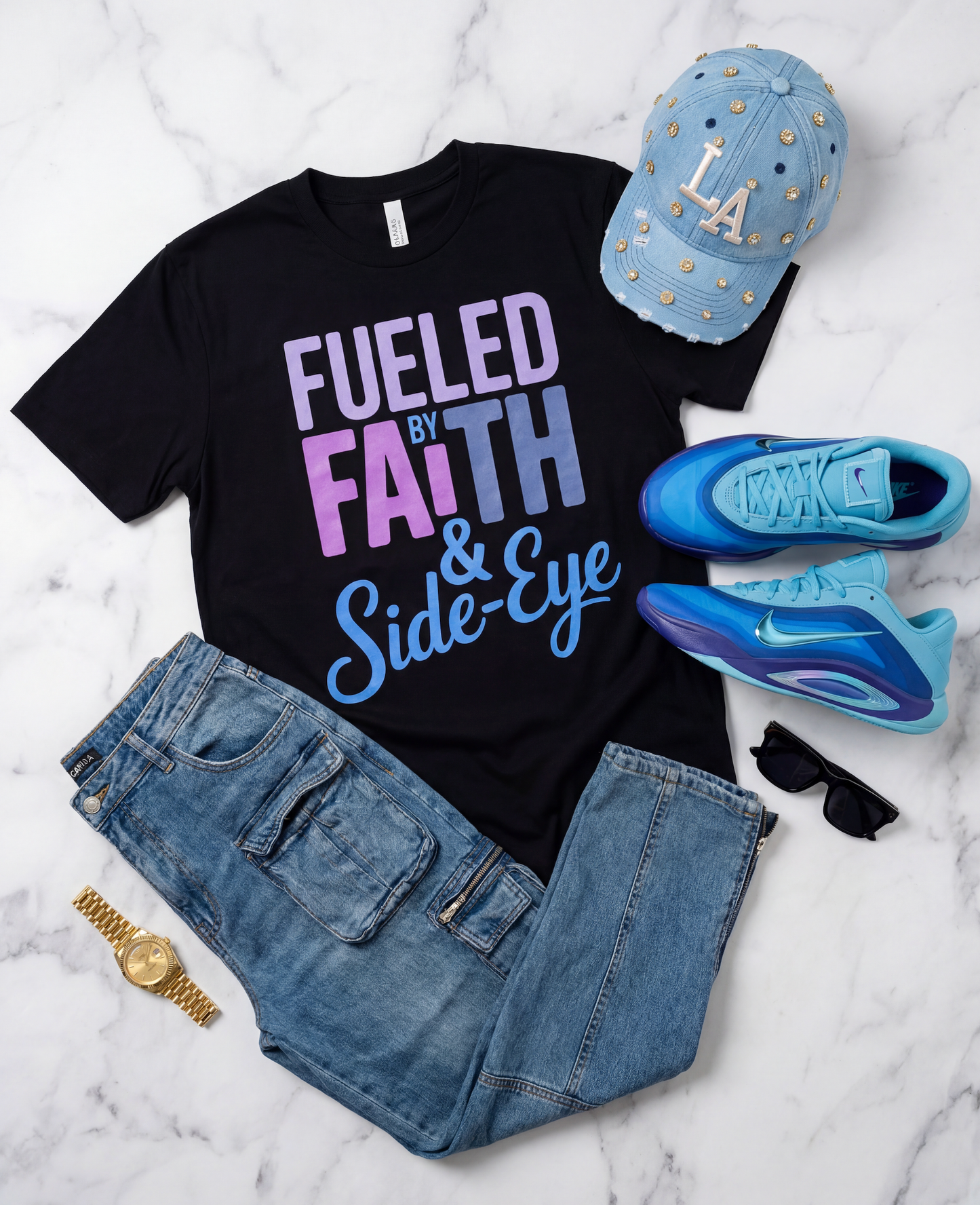 Fueled by Faith & Side Eye | Faith-Based Baddie Design (Digital or Apparel)