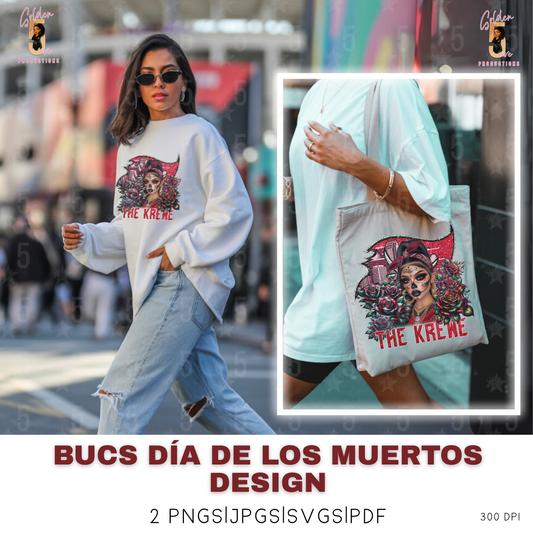 Tampa Bay Buccaneers Día de los Muertos Design SVG, PNG, JPG, PDF - Instant Download