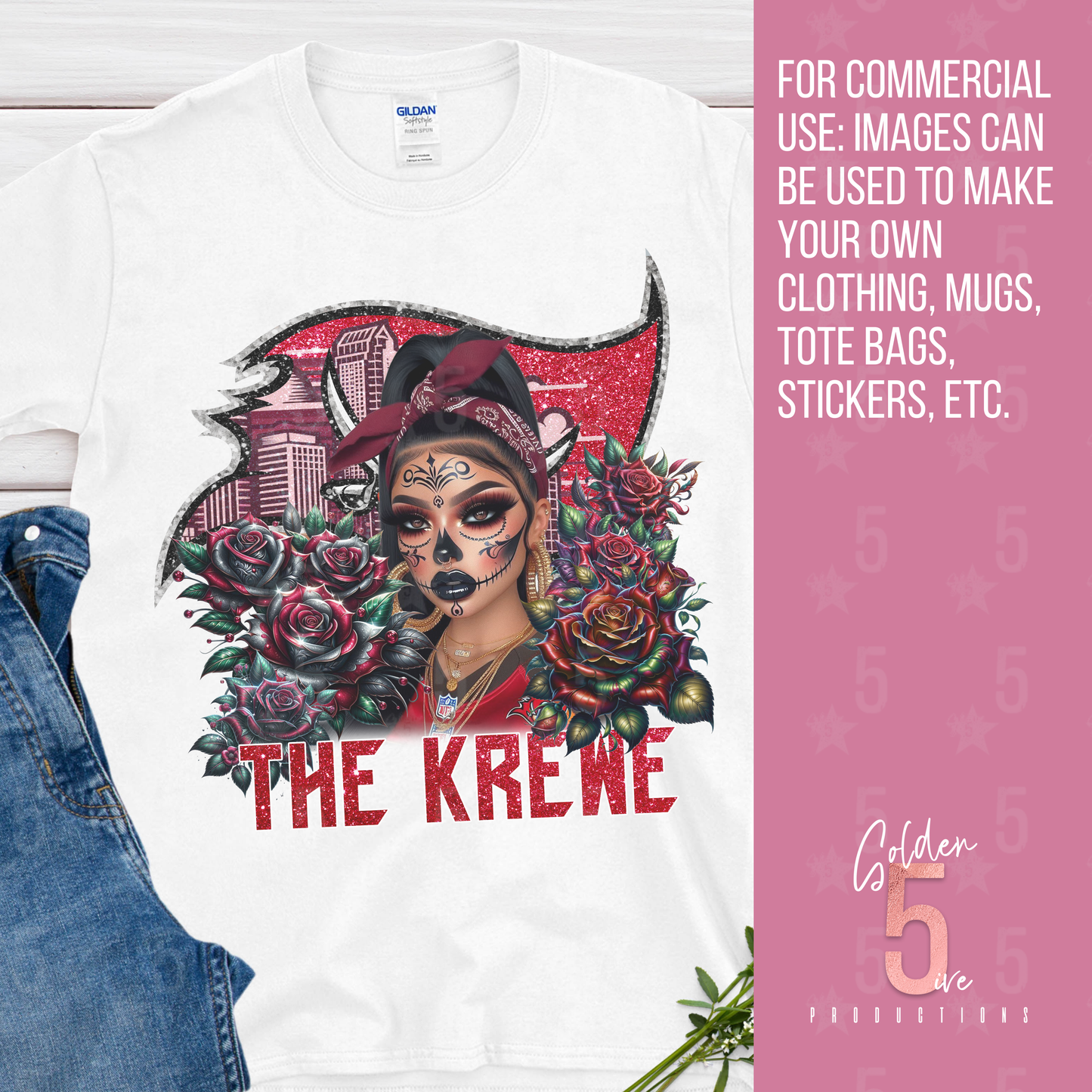 Tampa Bay Buccaneers Día de los Muertos Design SVG, PNG, JPG, PDF - Instant Download