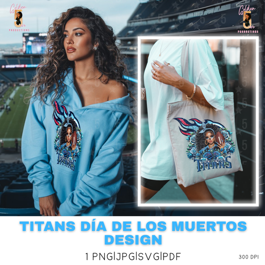 Tennessee Titans Día de los Muertos Design SVG, PNG, JPG, PDF - Instant Download
