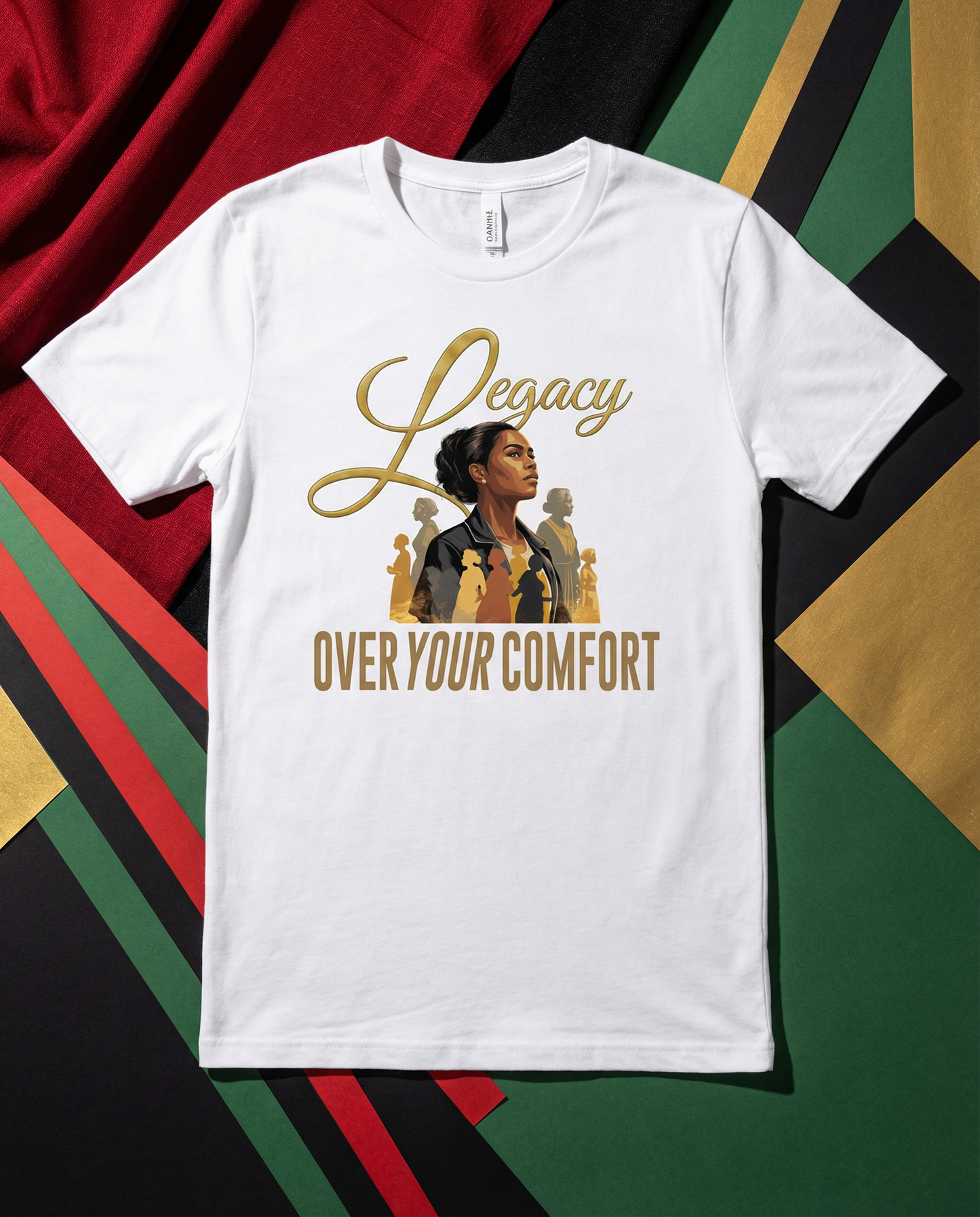white tee with "Legacy Over Your Comfort" Design