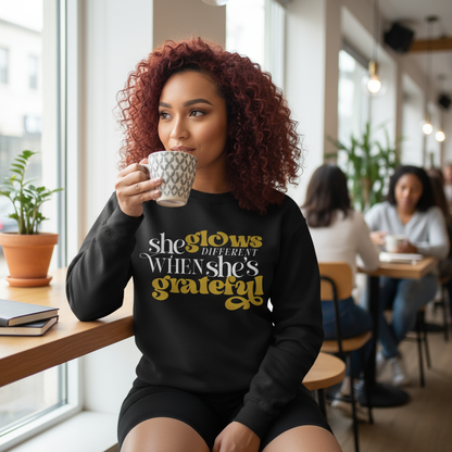 She Glows Different When She's Grateful SVG, PNG, JPG, PDF - Instant Download